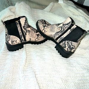 Snake skin ankle boots
